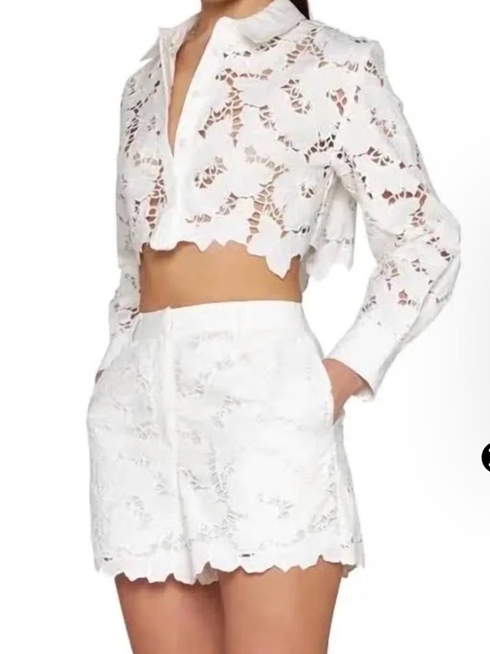 Self-Portrait White Crochet Lace Mini Skirt s 4